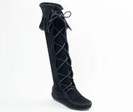 Front Lace KneeHigh Boot suede black